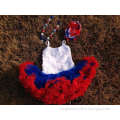 baby girls kids 4th of July patriotic rosette petti dress with matching necklace and hair bow set